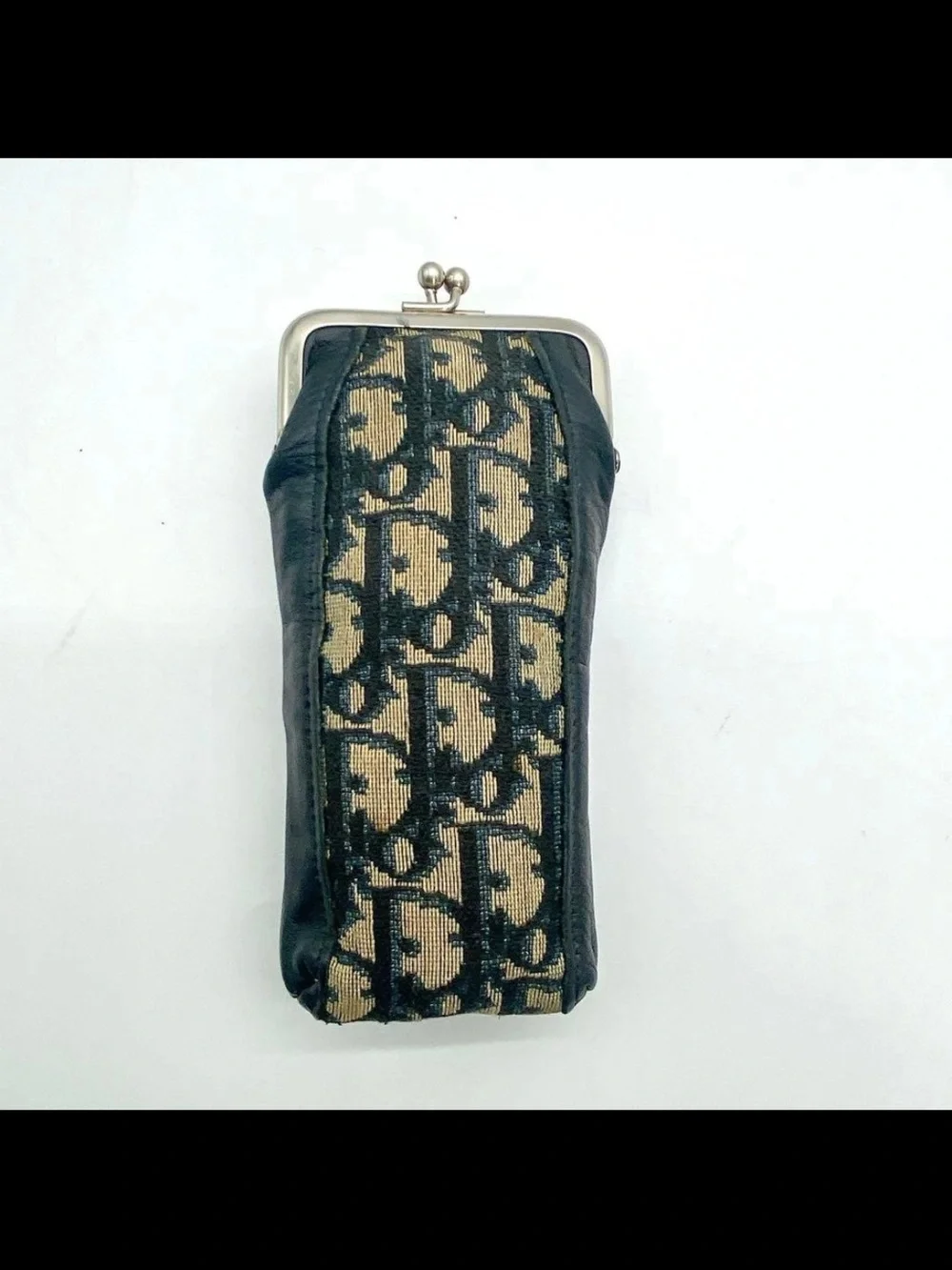 Dior Black and Beige Monogram Kiss-Lock Cosmetic Pouch